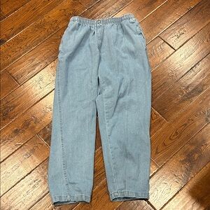 Woman Within Elastic Waist Casual Light Blue Denim Pants Size 14W Petite USED